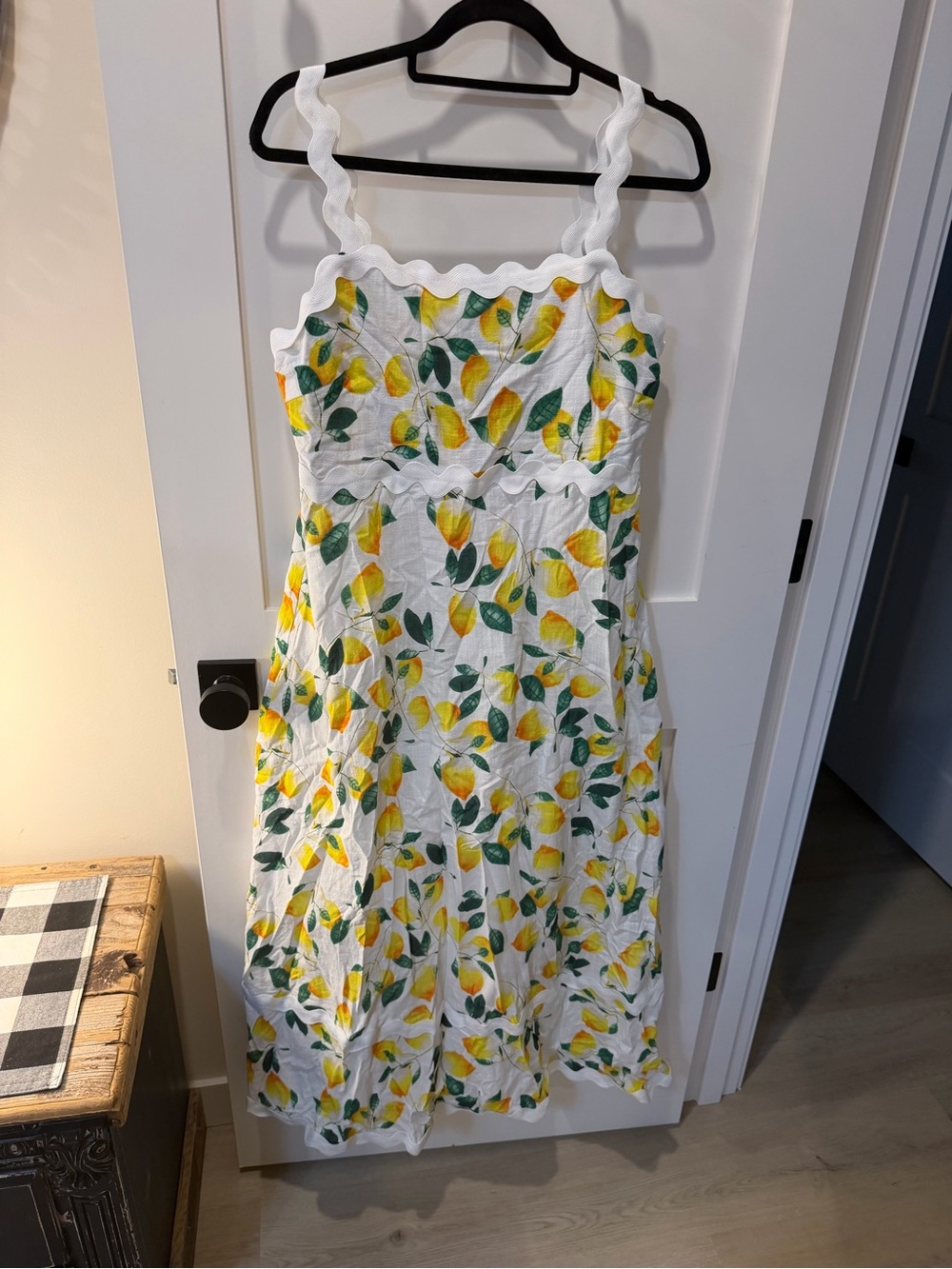 Women’s ' White Lemon Print Sundress with Scallop Straps